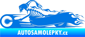 Samolepka Kostra na motorce s plameny levá modrá oceán