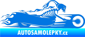 Samolepka Kostra na motorce s plameny pravá modrá oceán
