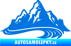 Samolepka Krajina hory 008 pravá modrá oceán
