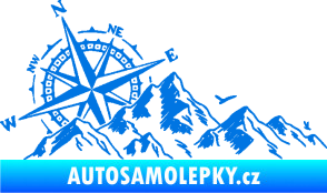 Samolepka Krajina hory 043 levá s kompasem modrá oceán