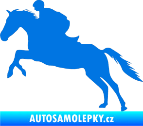 Samolepka Kůň 019 levá jezdec v sedle modrá oceán