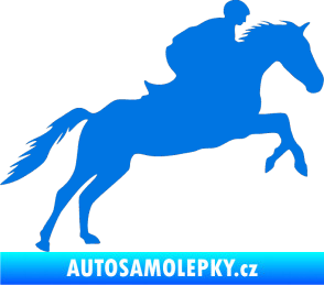 Samolepka Kůň 019 pravá jezdec v sedle modrá oceán