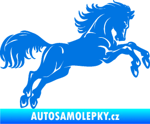 Samolepka Kůň 062 pravá ve skoku modrá oceán