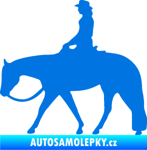 Samolepka Kůň 082 levá kovbojka na koni modrá oceán