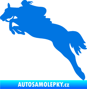 Samolepka Kůň 084 levá s jezdkyní modrá oceán