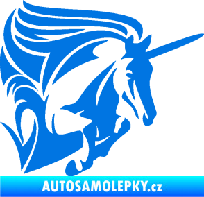 Samolepka Kůň jednorožec 001 pravá modrá oceán