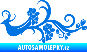 Samolepka Květina dekor 014 levá páv modrá oceán
