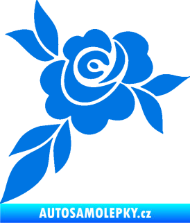 Samolepka Květina dekor 043 levá  květ růže s listy modrá oceán