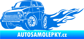 Samolepka Lada auto s plameny levá modrá oceán