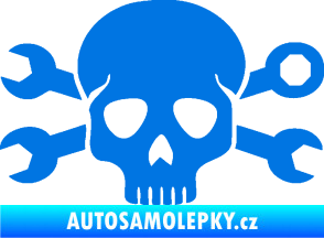 Samolepka Lebka 030 pravá mechanik modrá oceán