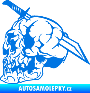 Samolepka Lebka 031 levá probodnutá nožem modrá oceán
