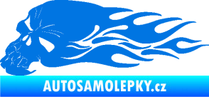 Samolepka Lebka 050 levá v plamenech modrá oceán