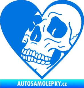 Samolepka Lebka 062 levá v srdíčku modrá oceán