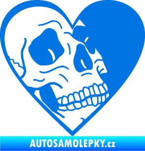 Samolepka Lebka 062 pravá v srdíčku modrá oceán
