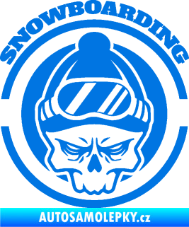 Samolepka Lebka snowboarding modrá oceán