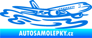 Samolepka Letadlo 026 pravá v oblacích modrá oceán