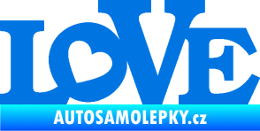 Samolepka Love 002 nápis se srdíčkem modrá oceán