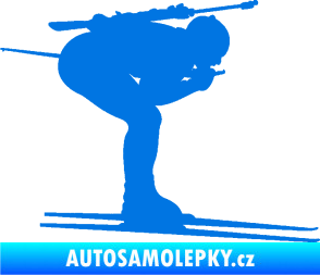 Samolepka Lyžař 028 pravá - biatlon modrá oceán
