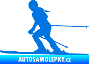 Samolepka Lyžařka 002 levá sjezd modrá oceán