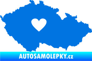 Samolepka Mapa České republiky 002 srdce modrá oceán