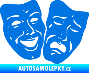 Samolepka Masky tváře 001 pravá veselý a smutný modrá oceán