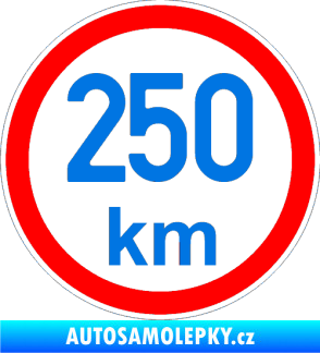 Samolepka Maximální rychlost 250km - nejvyšší konstrukční rychlost modrá oceán