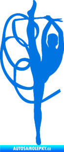 Samolepka Moderní gymnastika 002 levá gymnastka se stuhou modrá oceán