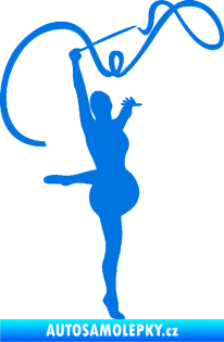 Samolepka Moderní gymnastika 003 pravá gymnastka se stuhou modrá oceán