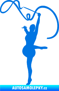 Samolepka Moderní gymnastika 003 levá gymnastka se stuhou modrá oceán