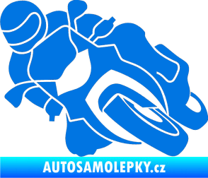 Samolepka Motorka 001 levá silniční motorky modrá oceán