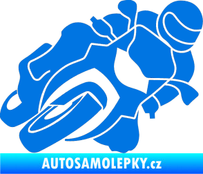 Samolepka Motorka 001 pravá silniční motorky modrá oceán
