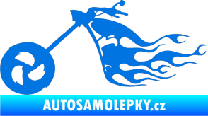 Samolepka Motorka 042 levá plameny modrá oceán
