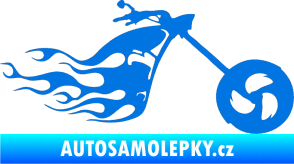 Samolepka Motorka 042 pravá plameny modrá oceán