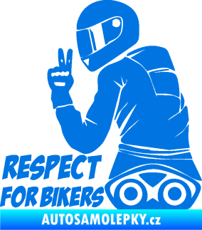 Samolepka Motorkář 003 levá respect for bikers nápis modrá oceán