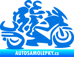 Samolepka Motorkář 009 pravá se spolujezdcem modrá oceán
