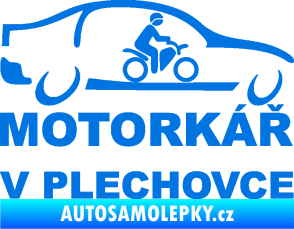 Samolepka Motorkář v plechovce modrá oceán