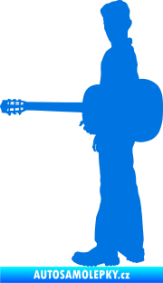 Samolepka Music 003 levá hráč na kytaru modrá oceán