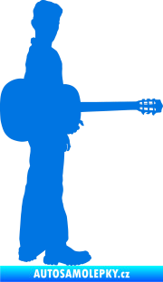 Samolepka Music 003 pravá hráč na kytaru modrá oceán