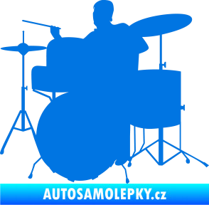 Samolepka Music 011 levá hráč na bicí modrá oceán