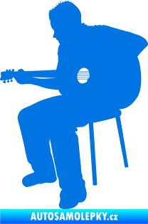 Samolepka Music 012 levá  kytarista modrá oceán