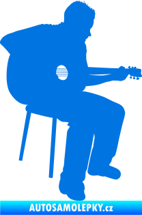 Samolepka Music 012 pravá  kytarista modrá oceán