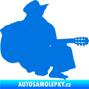 Samolepka Music 014 pravá hráč na kytaru modrá oceán