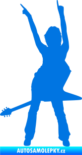 Samolepka Music 016 levá rockerka s kytarou modrá oceán