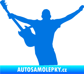 Samolepka Music 024 levá kytarista rocker modrá oceán