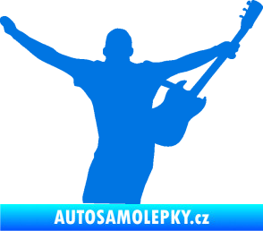 Samolepka Music 024 pravá kytarista rocker modrá oceán
