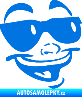 Samolepka Obličej 005 pravá veselý s brýlemi modrá oceán