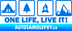 Samolepka One life, live it kempování s nápisem modrá oceán