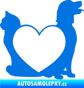 Samolepka Pejsek a kočička love pravá modrá oceán