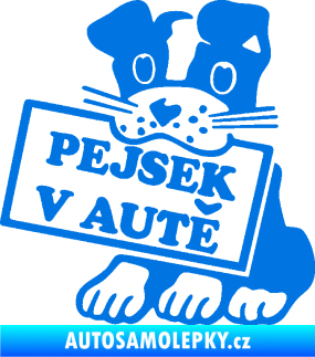 Samolepka Pejsek v autě 001 levá modrá oceán