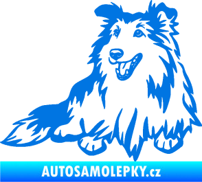 Samolepka Pes 162 levá sheltie modrá oceán